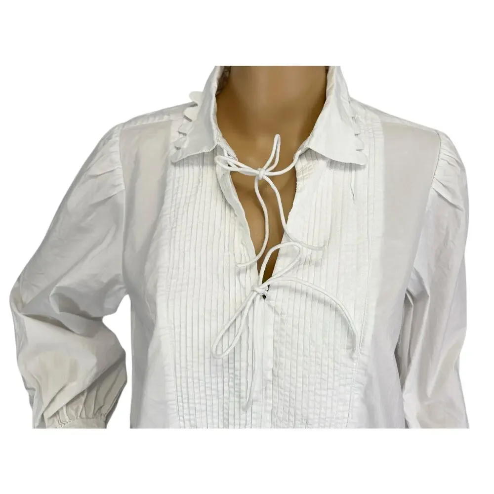 J. Crew Scalloped Cotton Poplin Popover Top White BL156 Size S - Picture 9 of 14